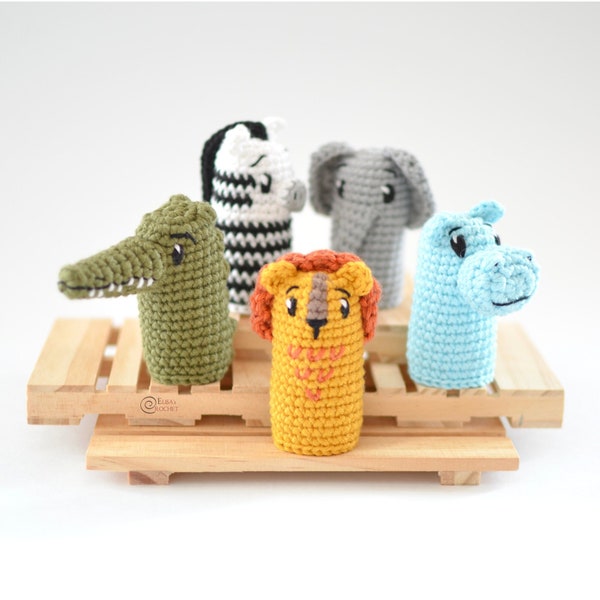 CROCHET PATTERN - SAFARI Finger Puppet Collection/ Amigurumi / Stuffed Doll / Easy Instructions / Animals / Handmade - pdf only