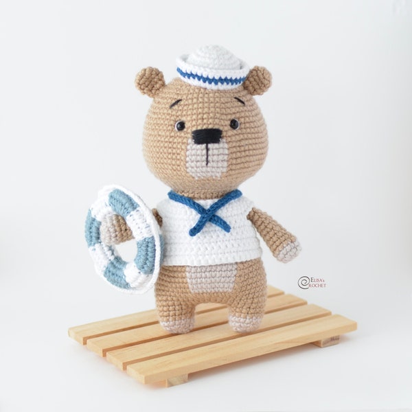 CROCHET PATTERN - SAILOR Bear / Amigurumi / Stuffed Doll / Easy Instructions / Handmade/ Nautical - pdf only