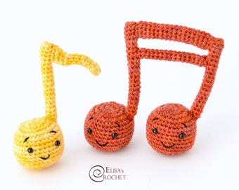 CROCHET PATTERN - MUSICAL Notes Amigurumi / Stuffed Doll / Easy Instructions / Baby / Handmade Plushie / Music - pdf only