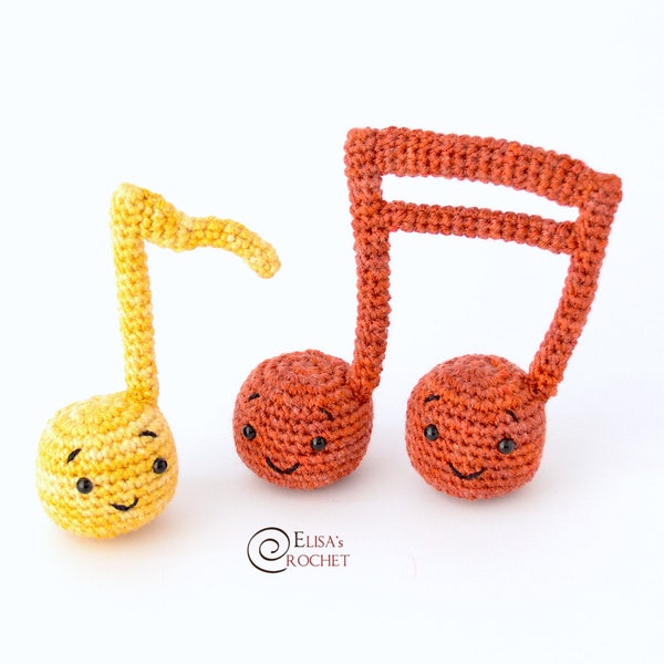 CROCHET PATTERN - MUSICAL Notes Amigurumi / Stuffed Doll / Easy Instructions / Baby / Handmade Plushie / Music - pdf only