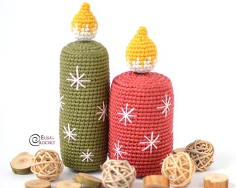 CROCHET PATTERN - CHRISTMAS Candles Amigurumi / Stuffed / Easy Instructions / Holiday / Handmade / Christmas - pdf only
