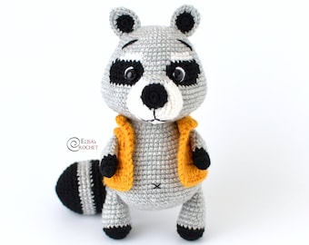 CROCHET PATTERN - GIGI the Raccoon Amigurumi / Stuffed Doll / Easy Instructions / Woodland / Animal / Handmade - pdf only