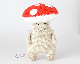 CROCHET PATTERN - VICTOR the Mushroom Amigurumi / Stuffed Doll / Easy Instructions / Fall / Handmade / Thanksgiving - pdf only