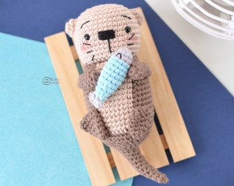 CROCHET PATTERN - GILBERT the Otter / Amigurumi / Stuffed Doll / Easy Instructions / Animals / Sea / River / Handmade - pdf only