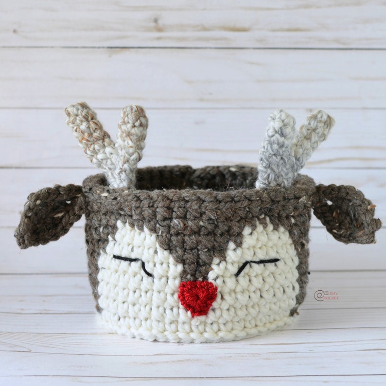 CROCHET PATTERN Reindeer BASKET / Holiday / Christmas / Decoration / Home / Easy Instructions / Handmade pdf only image 3