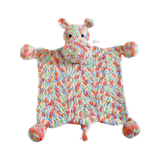 CROCHET PATTERN -  HIPPO Safety Blanket / Amigurumi / Stuffed Toy / Lovey  / Easy Instructions / Handmade - pdf only