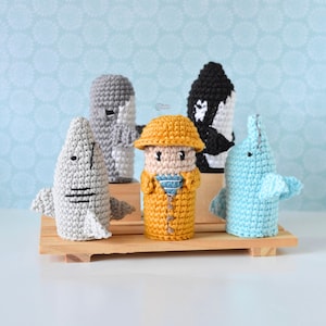 CROCHET PATTERN - MARINE Finger Puppets Collection / Ocean / Sea / Baby Nursery Decor / Easy Instructions / Handmade - pdf only