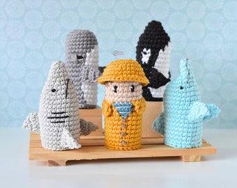 CROCHET PATTERN - MARINE Finger Puppets Collection / Ocean / Sea / Baby Nursery Decor / Easy Instructions / Handmade - pdf only