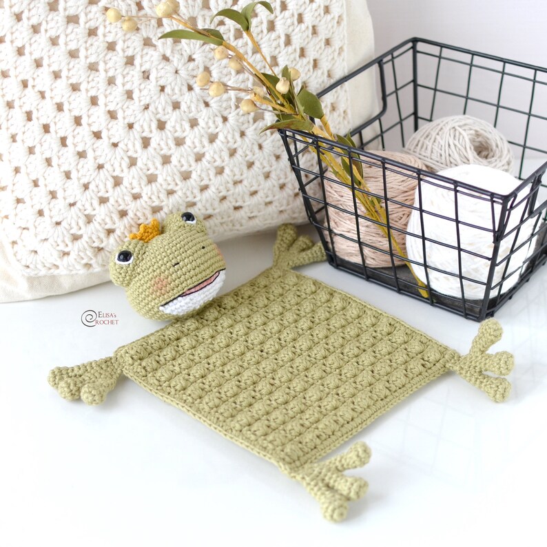 CROCHET PATTERN FROG Safety Blanket / Amigurumi / Stuffed Doll / Easy Instructions / Handmade/ Baby Nursery pdf only image 4