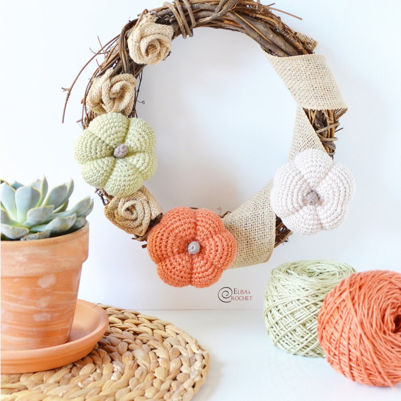 CROCHET PATTERN PUMPKIN Wreath / Amigurumi / Home Decor / Fall / Autumn / Pumpkin / Easy Instructions / Handmade pdf only image 2