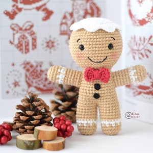 CROCHET PATTERN GINGERBREAD Man / Amigurumi / Stuffed Doll / Easy Instructions / Handmade / Christmas pdf only image 1