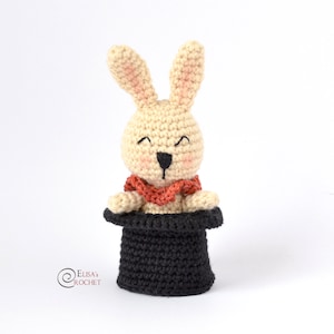 CROCHET PATTERN - BUNNY in a Hat Amigurumi / Stuffed Doll / Easy Instructions / Baby / Handmade / Animal / Nursery / Circus - pdf only