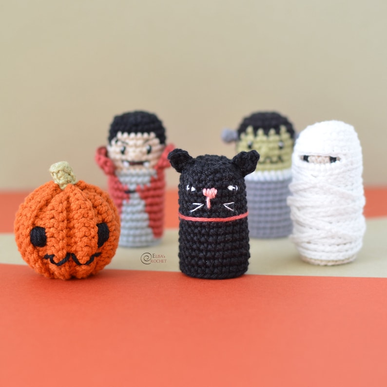 CROCHET PATTERN HALLOWEEN Finger Puppets Toy/ Amigurumi / Stuffed Doll / Easy Instructions / Handmade/ Spooky pdf only image 4