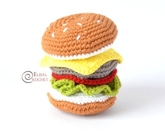 CROCHET PATTERN - Hamburger Amigurumi doll / Stuffed Doll / Food / Easy Instructions / Handmade Plushie - pdf only