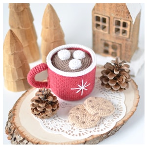 CROCHET PATTERN - Hot Chocolate Mug and Cookies / Amigurumi / Stuffed Food / Easy Instructions / Handmade / Christmas - pdf only