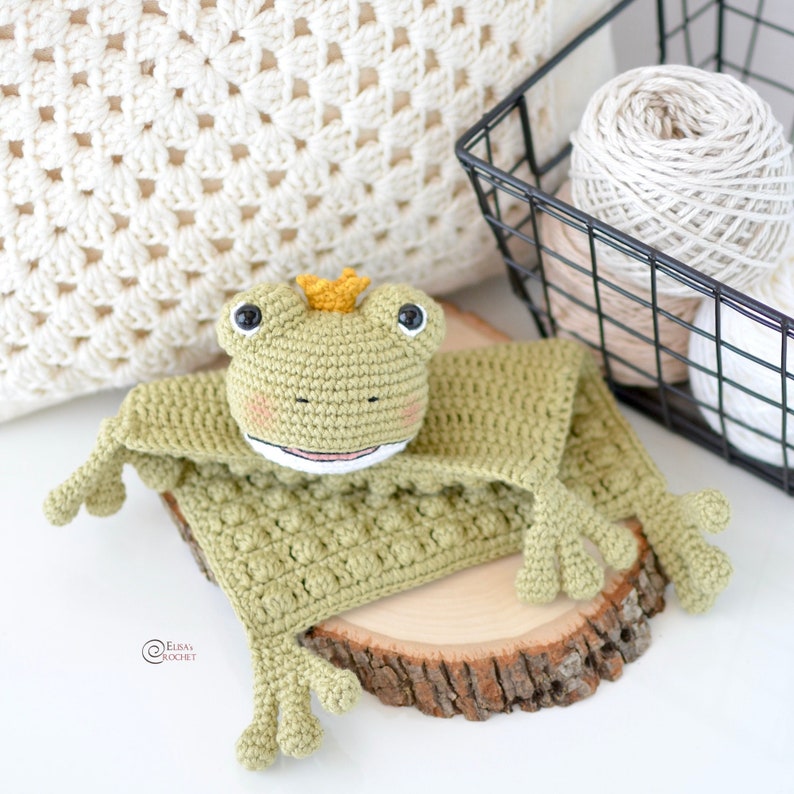 CROCHET PATTERN FROG Safety Blanket / Amigurumi / Stuffed Doll / Easy Instructions / Handmade/ Baby Nursery pdf only image 1