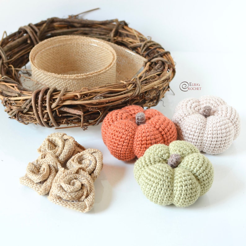 CROCHET PATTERN PUMPKIN Wreath / Amigurumi / Home Decor / Fall / Autumn / Pumpkin / Easy Instructions / Handmade pdf only image 3
