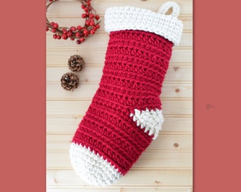 CROCHET PATTERN -  Ribbed Christmas STOCKING/ Holiday / Festivities / Decoration / Home / Easy Instructions / Handmade - pdf only
