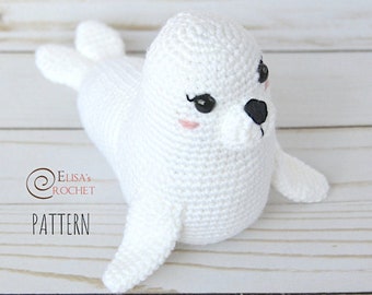 CROCHET PATTERN - SNOWY the Seal Amigurumi doll / Stuffed Doll / Easy Instructions / Handmade Plushie - pdf only