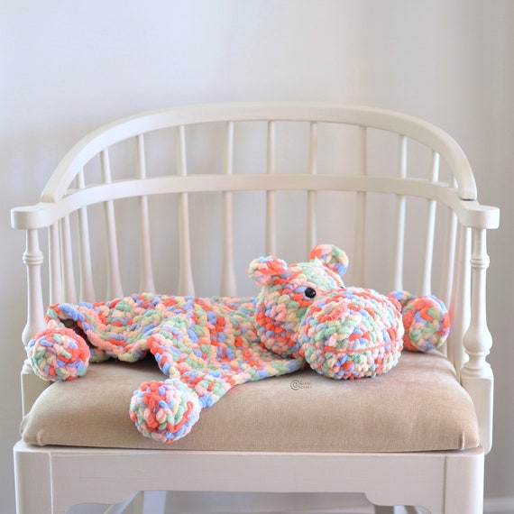CROCHET PATTERN -  HIPPO Safety Blanket / Amigurumi / Stuffed Toy / Lovey  / Easy Instructions / Handmade - pdf only