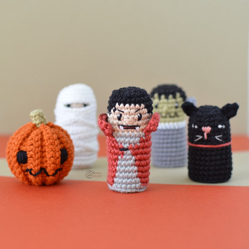 CROCHET PATTERN HALLOWEEN Finger Puppets Toy/ Amigurumi / Stuffed Doll / Easy Instructions / Handmade/ Spooky pdf only image 2