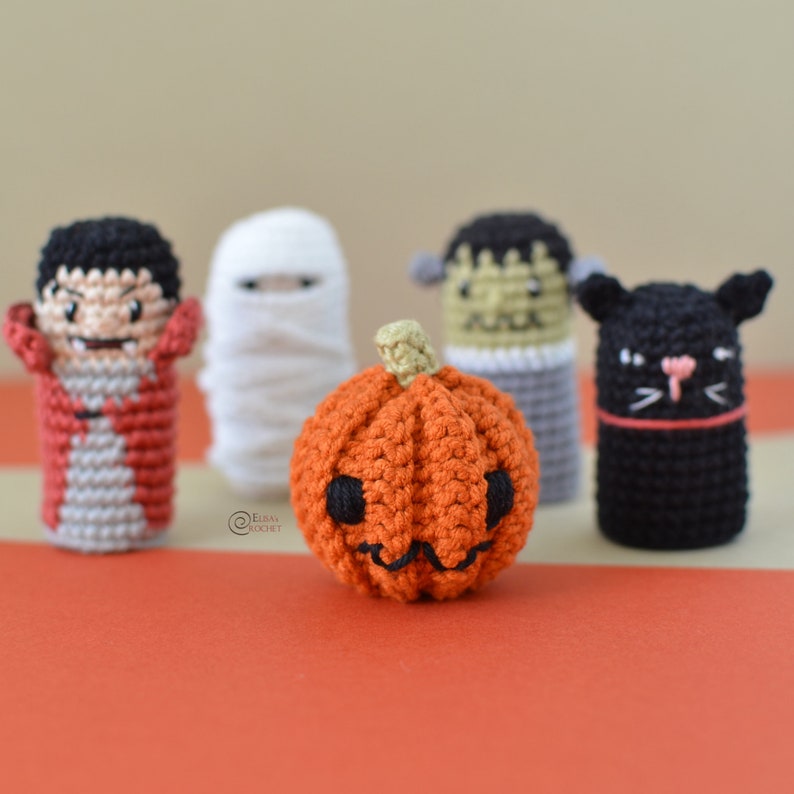 CROCHET PATTERN HALLOWEEN Finger Puppets Toy/ Amigurumi / Stuffed Doll / Easy Instructions / Handmade/ Spooky pdf only image 5