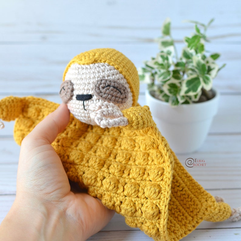 CROCHET PATTERN SLOTH Safety Blanket / Amigurumi / Stuffed Doll / Easy Instructions / Animals / Handmade pdf only image 5