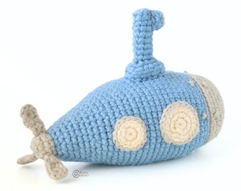 CROCHET PATTERN - Amigurumi SUBMARINE/ Holiday / Christmas / Vehicle / Sea / Nautical / Easy Instructions / Handmade - pdf only