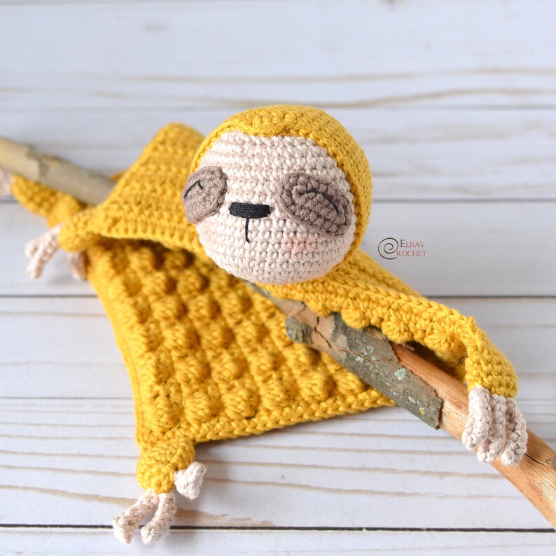 CROCHET PATTERN SLOTH Safety Blanket / Amigurumi / Stuffed Doll / Easy Instructions / Animals / Handmade pdf only image 6