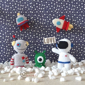 CROCHET PATTERN Outer Space Amigurumi Collection / Astronaut-Robot-Alien-Ufo-Rocket / Handmade pdf only image 1