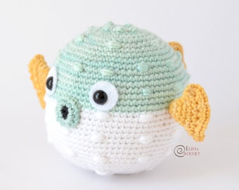 CROCHET PATTERN - CARRIE the Blowfish Amigurumi / Stuffed Doll / Easy Instructions / Baby / Handmade Plushie / Sea - pdf only