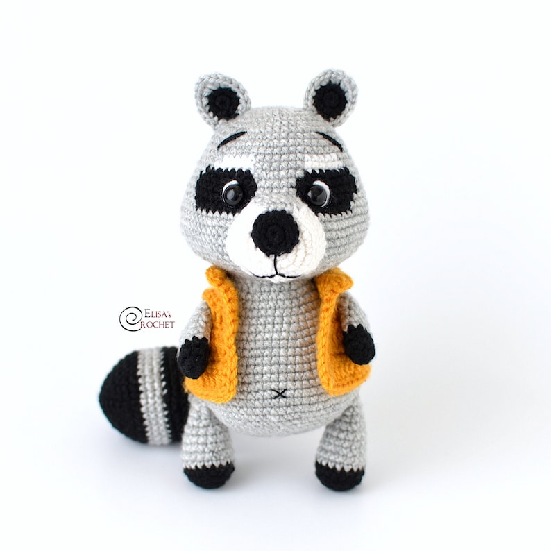 CROCHET PATTERN GIGI the Raccoon Amigurumi / Stuffed Doll / Easy Instructions / Woodland / Animal / Handmade pdf only image 1