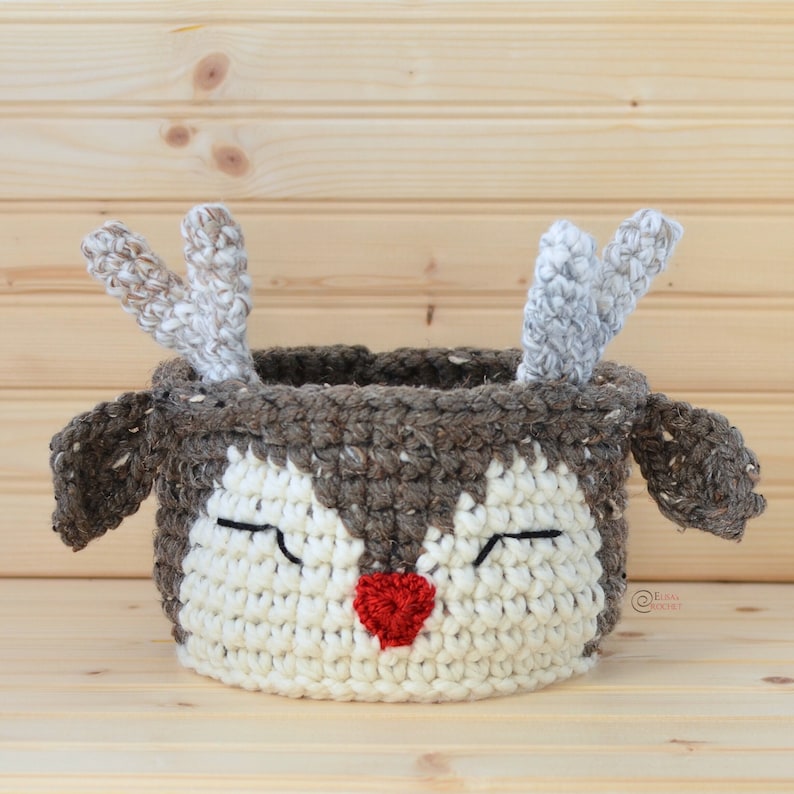 CROCHET PATTERN Reindeer BASKET / Holiday / Christmas / Decoration / Home / Easy Instructions / Handmade pdf only image 4