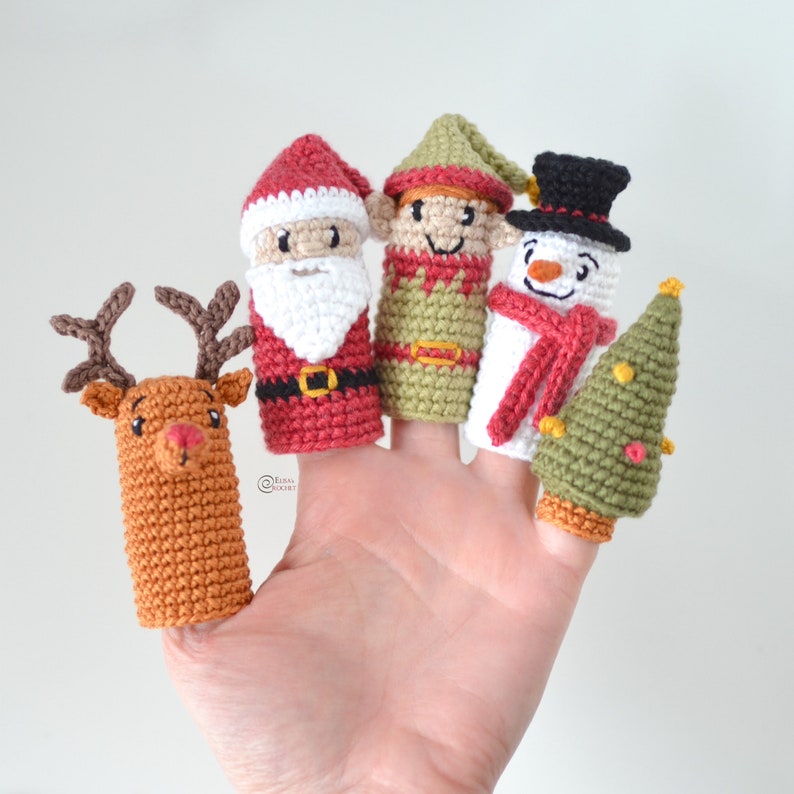 CROCHET PATTERN CHRISTMAS Finger Puppets / Amigurumi / Stuffed Toy / Easy Instructions / Handmade / Decor / Christmas pdf only image 2