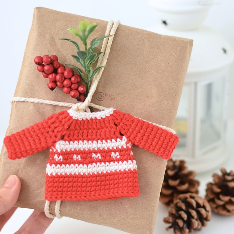 CROCHET PATTERN Mini Sweater ORNAMENTS / Holiday / Christmas / Decoration / Home / Easy Instructions / Handmade pdf only image 3