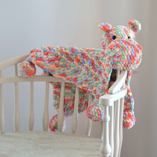 CROCHET PATTERN -  HIPPO Safety Blanket / Amigurumi / Stuffed Toy / Lovey  / Easy Instructions / Handmade - pdf only