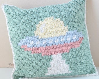 CROCHET PATTERN - Spaceship PILLOW Cover / Decor / Outers pace / Cushion / Nursery / Easy Instructions / Handmade - pdf only