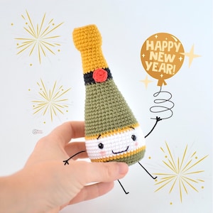 CROCHET PATTERN - CHAMPAGNE Bottle / Amigurumi / Stuffed Food / Easy Instructions / Handmade / New Year - pdf only