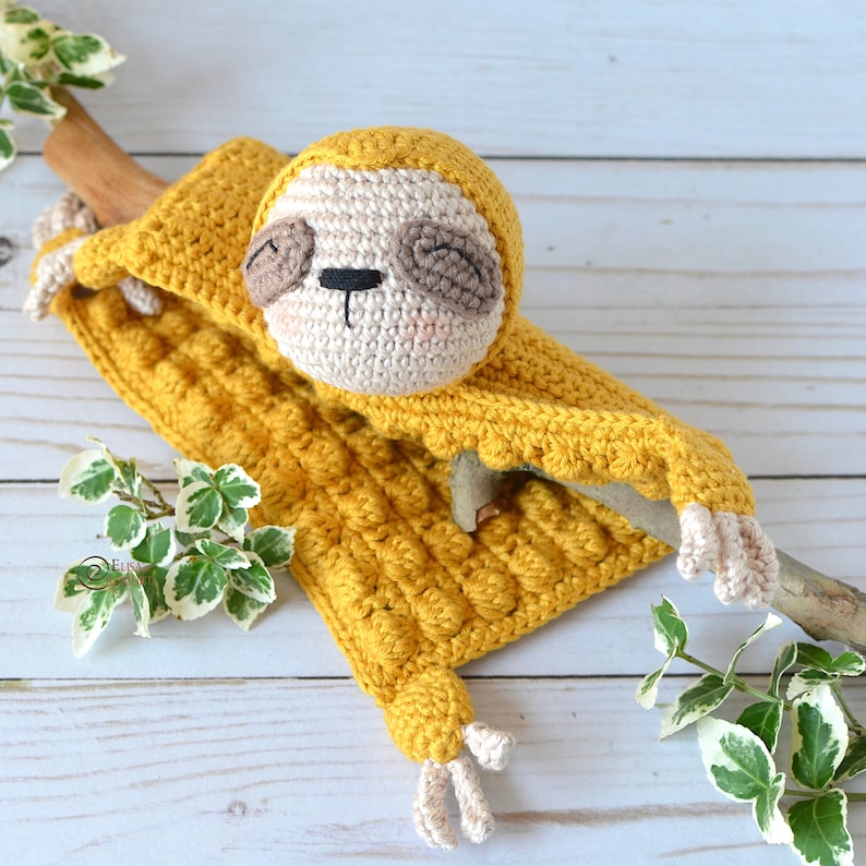 CROCHET PATTERN SLOTH Safety Blanket / Amigurumi / Stuffed Doll / Easy Instructions / Animals / Handmade pdf only image 3