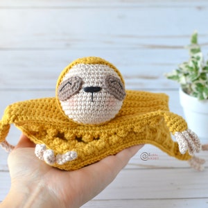 CROCHET PATTERN SLOTH Safety Blanket / Amigurumi / Stuffed Doll / Easy Instructions / Animals / Handmade pdf only image 4