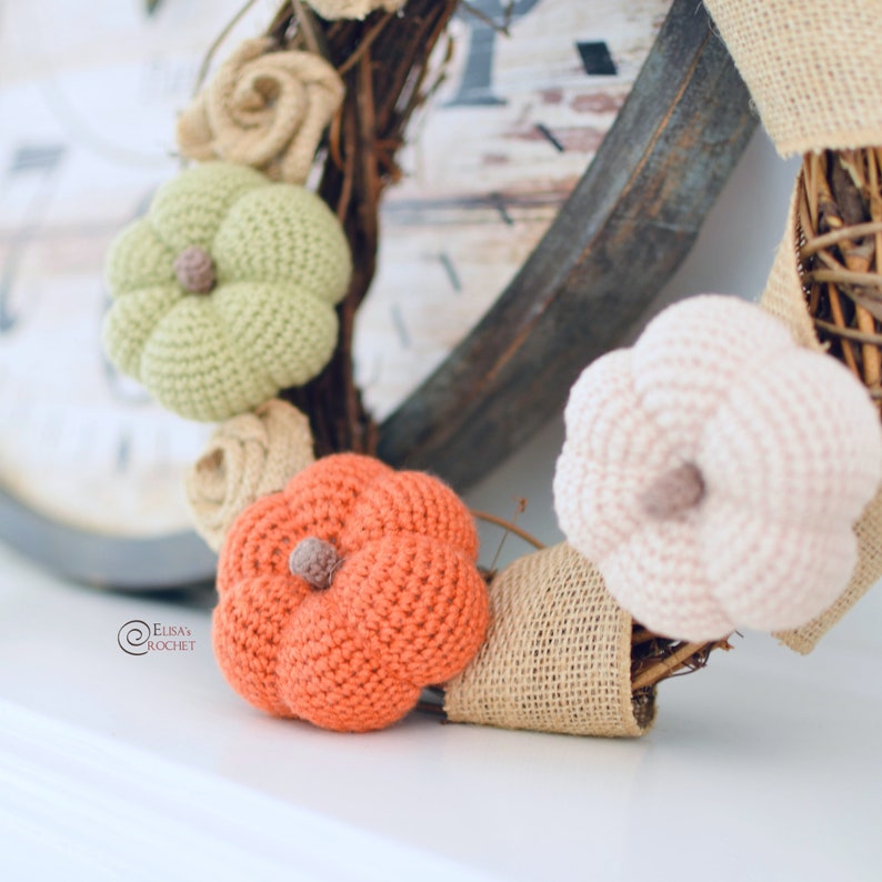 CROCHET PATTERN PUMPKIN Wreath / Amigurumi / Home Decor / Fall / Autumn / Pumpkin / Easy Instructions / Handmade pdf only image 4