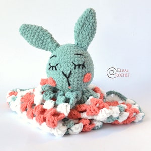 CROCHET PATTERN - Bunny Safety Blanket / Crib Toy / Stuffed Doll / Easy Instructions / Handmade Plushie - pdf only