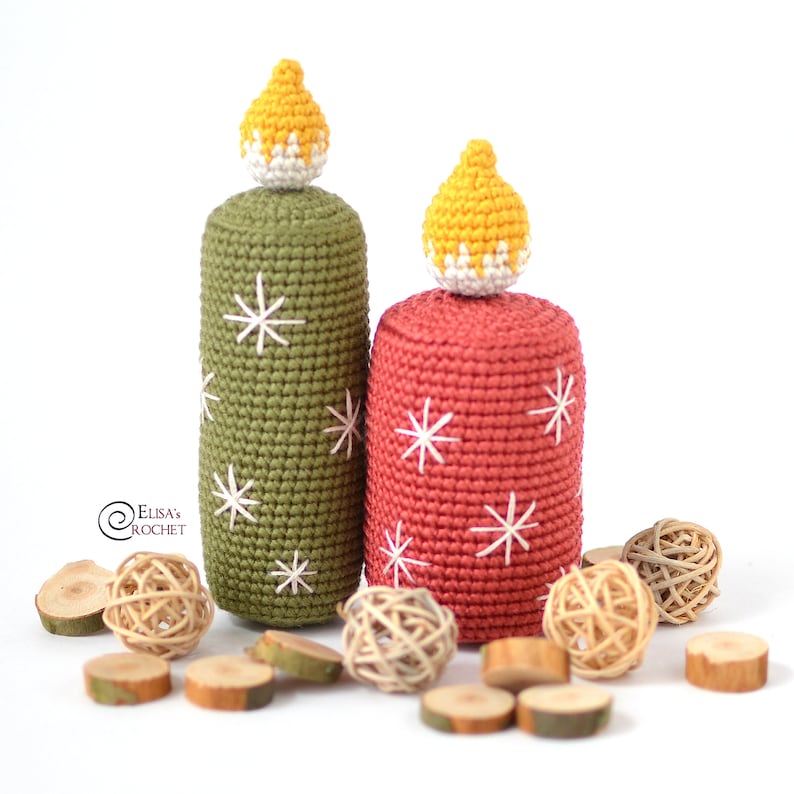 CROCHET PATTERN CHRISTMAS Candles Amigurumi / Stuffed / Easy Instructions / Holiday / Handmade / Christmas pdf only image 1