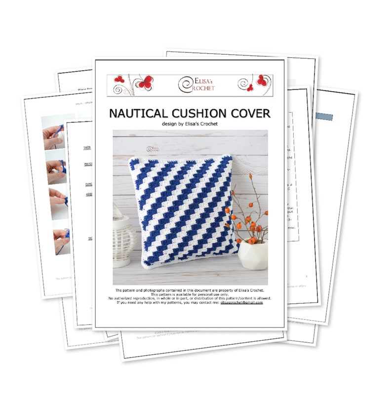 CROCHET PATTERN Nautical Cushion COVER / Pillow Case / image 3