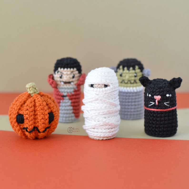 CROCHET PATTERN HALLOWEEN Finger Puppets Toy/ Amigurumi / Stuffed Doll / Easy Instructions / Handmade/ Spooky pdf only image 3