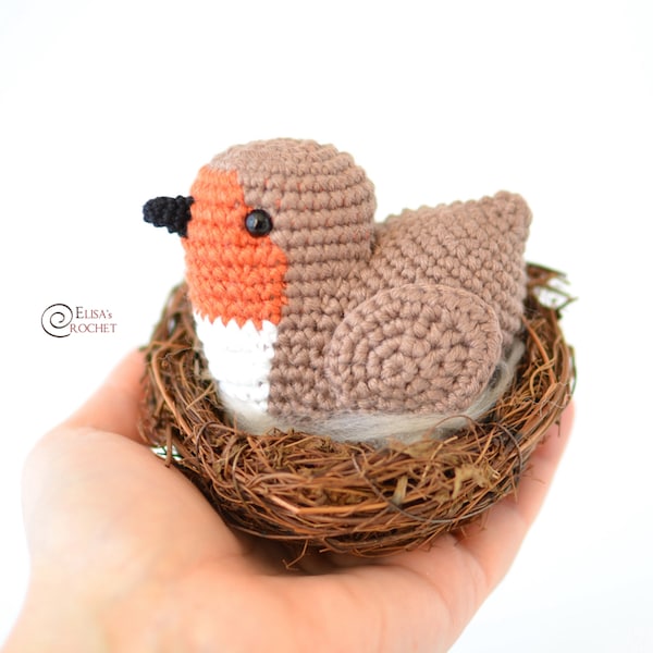 CROCHET PATTERN - Red Robin Amigurumi / Stuffed Doll / Easy Instructions / Holiday / Handmade / Christmas / Bird - pdf only