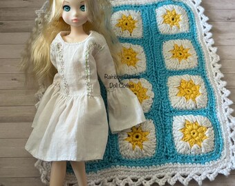 1:6 Throw & pillow for middie Blythe, Ruruko, lati, pukifee BJD dolls, granny square blanket