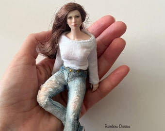 1:12 dollhouse miniature jeans for Phicen TBLeague, Heidi Ott dolls MADE TO ORDER