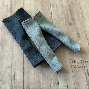 1:12 miniature light blue jeans  for Mini Mini Mischa, Phicen TBLeague, Heidi Ott, 1/6 Ruruko and other dolls. MADE TO ORDER