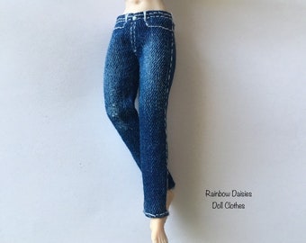 1/12 miniature jeans for Phicen TBLeague, Heidi Ott, Sigma Archetype dolls MADE TO ORDER
